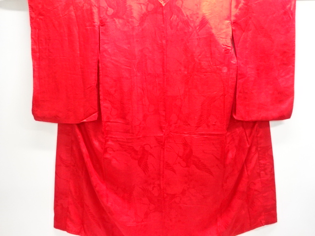 JAPANESE KIMONO / ANTIQUE JUBAN / SILK / RINZU / WOVEN CRANES